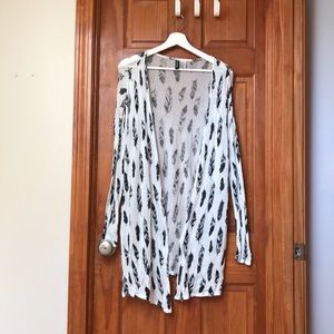 White & Black Feather Cardigan